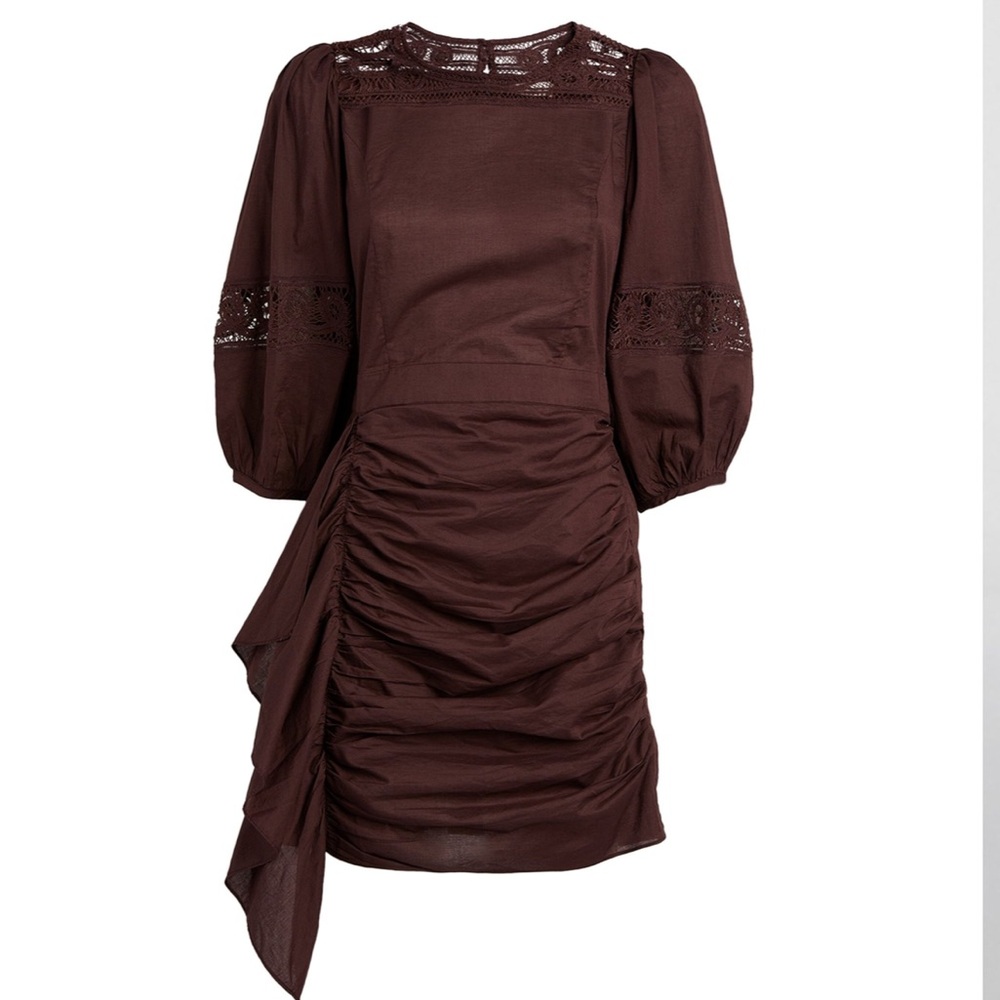 RHODE Chocolate Ruched Mini Dress - Picture 9 of 13